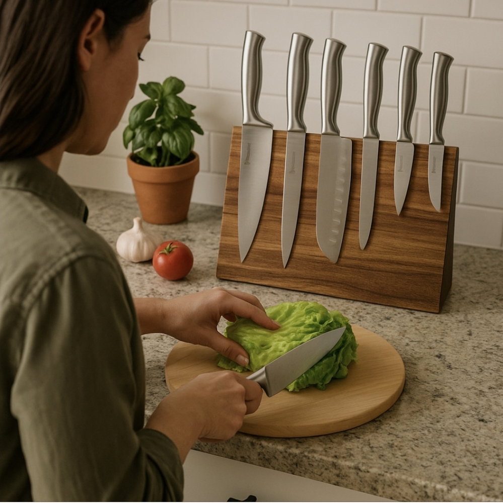NIB New England Cutlery 7-Piece Set - Magnetic Board Knife Block